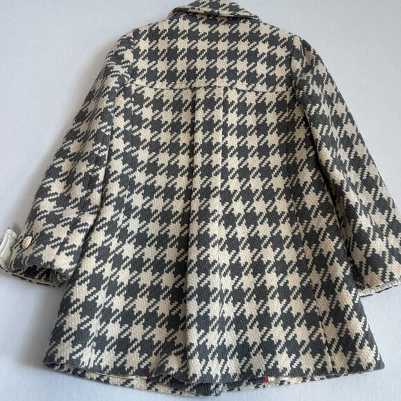 J. Crew Greta Houndstooth Peacoat Swing Women's 2 Grey Ivory Wool Blend Preppy - Picture 6 of 10